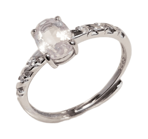 Ring aus 925er Silber, verstellbar, Rosenquarz, AAA, 5 x 7 mm