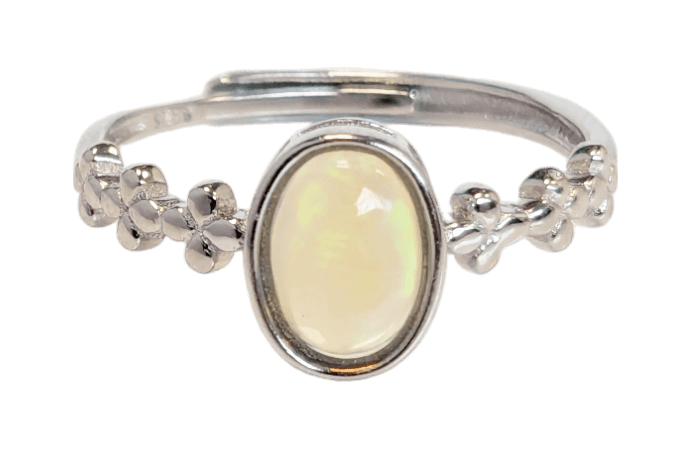 Ring aus 925er Silber, verstellbar, Opal AA, 5 x 7 mm