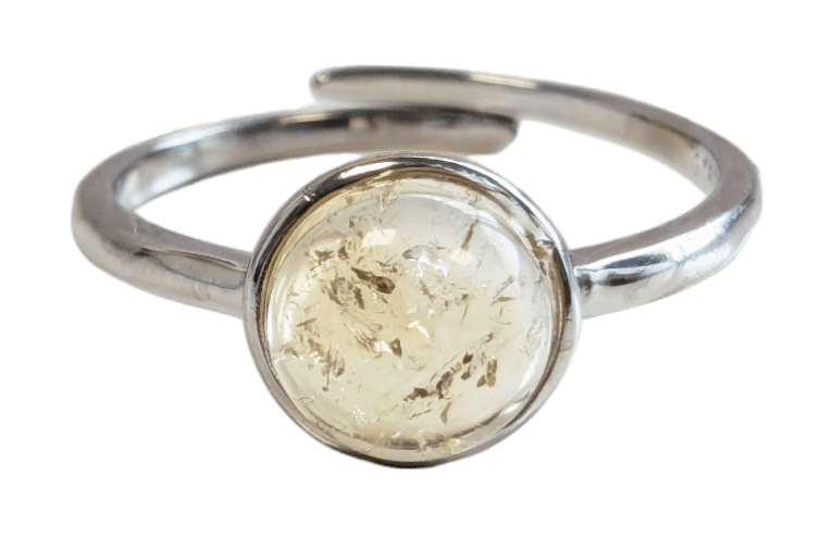 Ring aus 925er Silber, verstellbar, rund, natürlicher Citrin AA, 8 mm