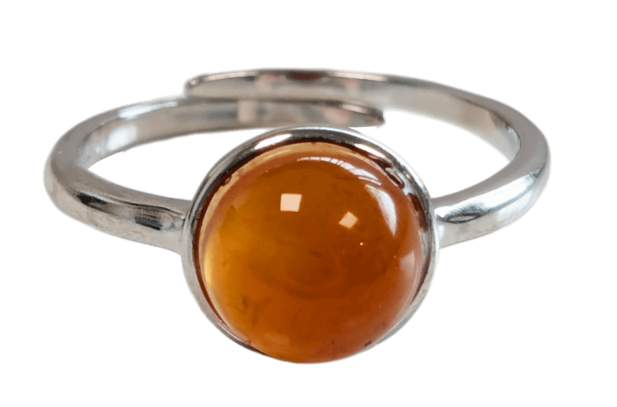 Ring aus 925er Silber, verstellbar, rund, Karneol A+, 8 mm