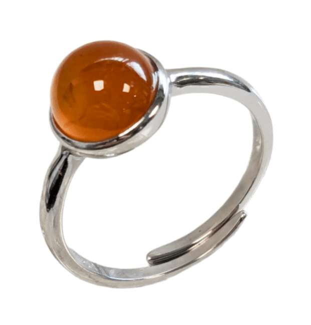 Ring aus 925er Silber, verstellbar, rund, Karneol A+, 8 mm
