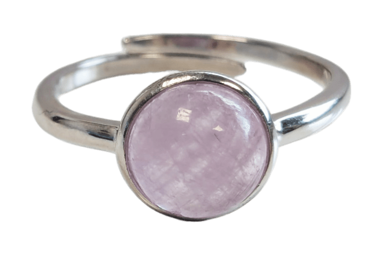 Ring aus 925er Silber, verstellbar, rund, Kunzit AA, 8 mm