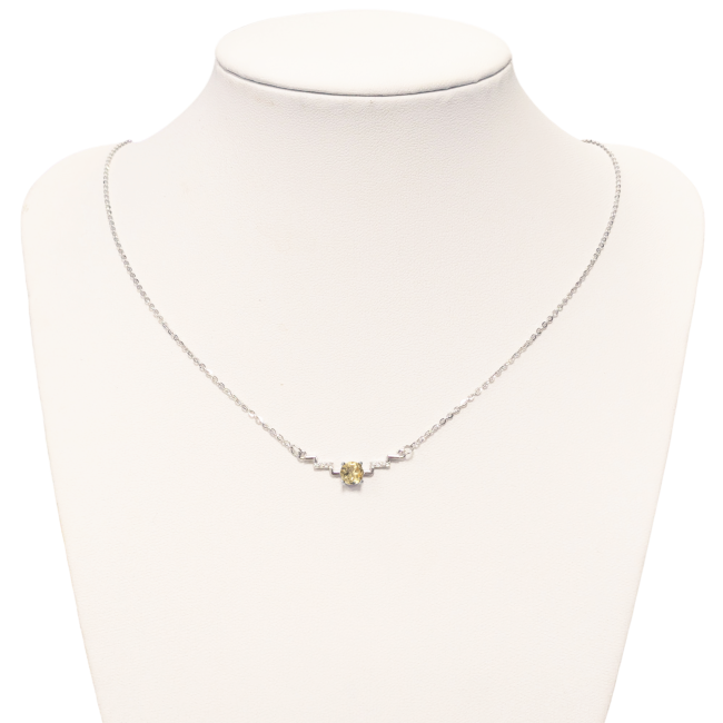 Halskette aus 925er Silber, natürlicher Citrin und facettierter Strassstein AA 5 mm
