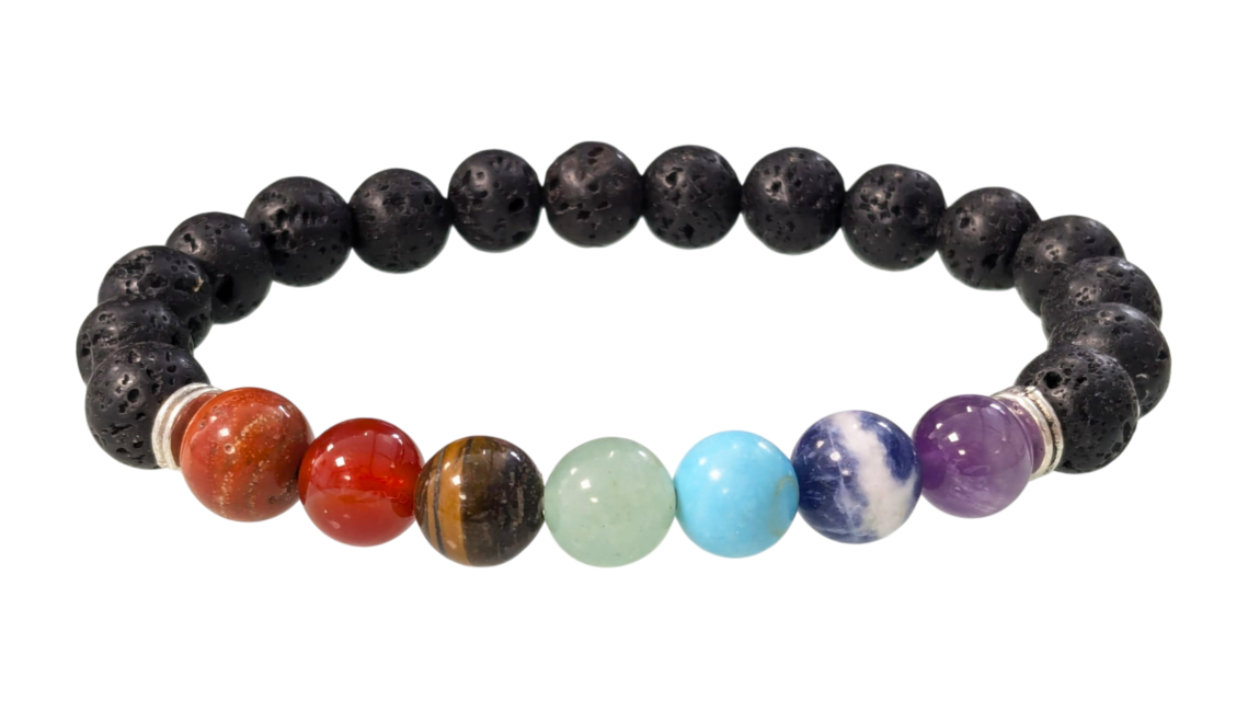 8mm 7 chakras Lavasteinarmband