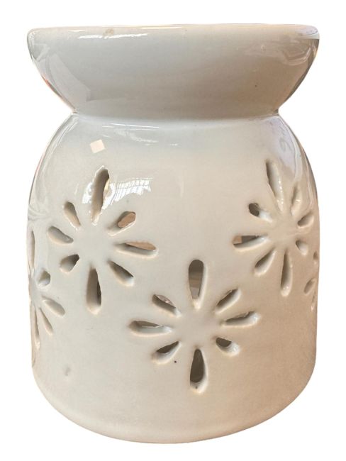 Weißer, durchbrochener Keramik-Ölbrenner, 8,5 cm