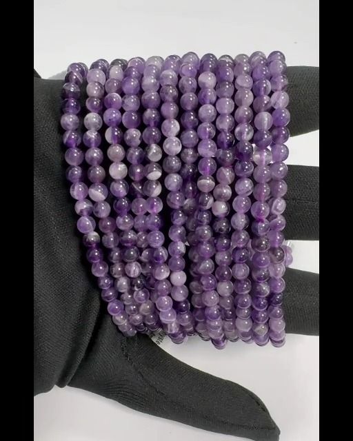 Gebändertes Amethyst-Armband, A-Perlen, 4 mm