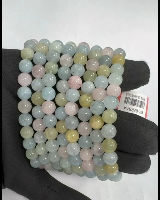 Armband Berylle Aquamarin und Morganit AA-Perlen 7-8mm