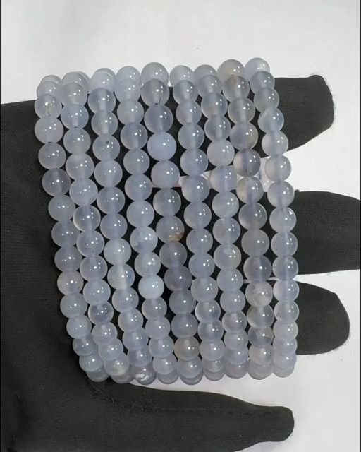 Blaues Chalcedon-Armband AA-Perlen 6–6.5 mm