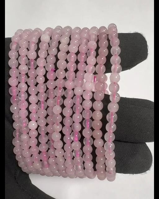 Armband Quarz Rose A perles 4mm