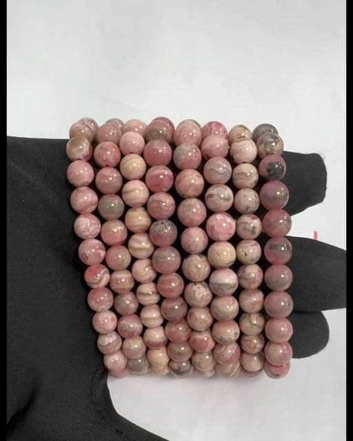 Argentinisches Rhodochrosit-Armband mit 7–8 A großen Perlen